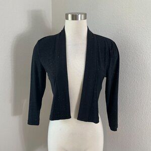 Calvin Klein Womens Small Black Sparkle Open Front Bolero Cardigan Shrug